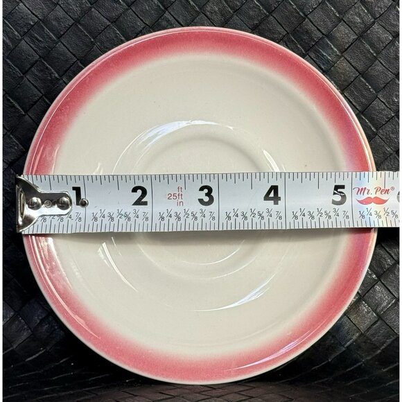 Homer Laughlin HEAVY Restaurant Ware Pink Red Ombre White Coffee Cup Saucer Set - Picture 7 of 13